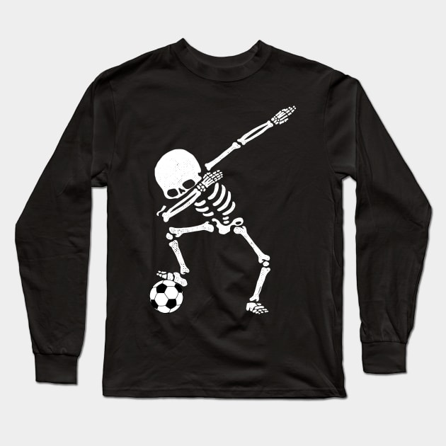 Halloween Dabbing Skeleton Soccer Shirt Dab Pose Soccer Ball Long Sleeve T-Shirt by vo_maria